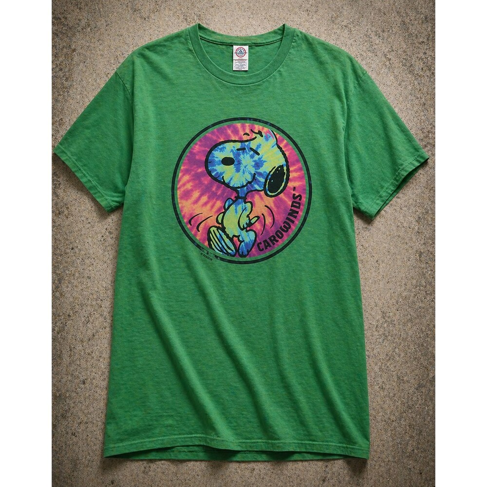 Snoopy Carowinds T Shirt Mens S Peanuts Tie Dye Graphic Theme Park Green